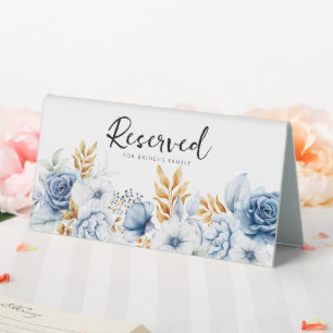 Dusty Blue White Gold Floral Wedding Reserved