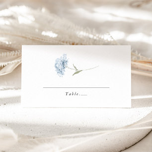 Dusty Blue White Hydrangea Watercolor Wedding Place Card