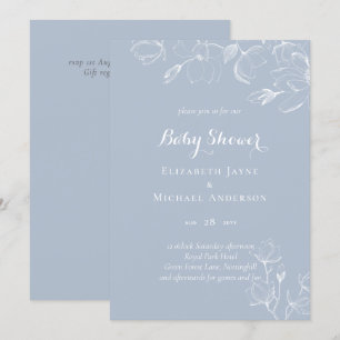 Dusty Blue White Magnolias Baby Shower
