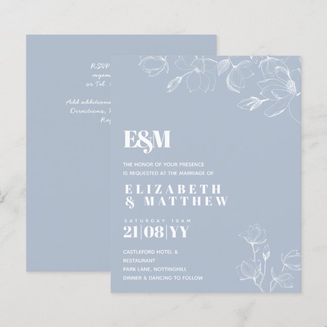 Dusty Blue White Magnolias Wedding (Front/Back)