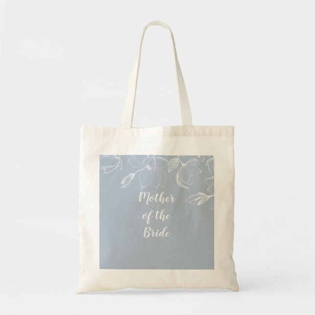Dusty Blue White Magnolias Wedding Tote Bag (Front)