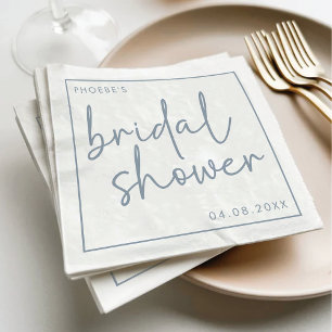 Dusty Blue & White Minimalist Script Bridal Shower Napkin