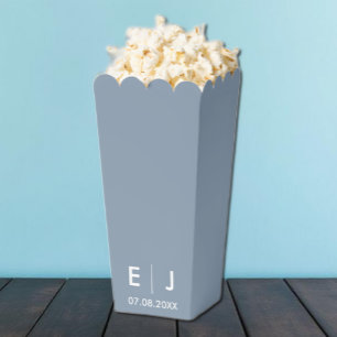 Dusty Blue & White Monogram Wedding Favour Box