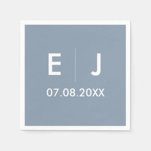 Dusty Blue & White Monogram Wedding Napkin