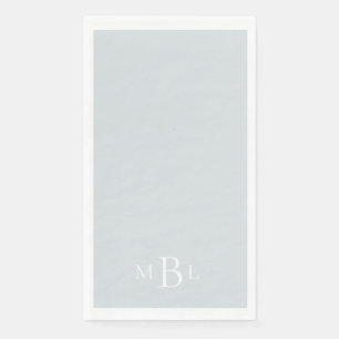 Dusty Blue White Monogram Wedding Napkin