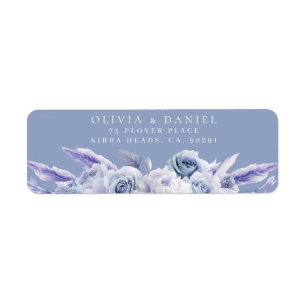 Dusty Blue & White Roses Wedding Return Address