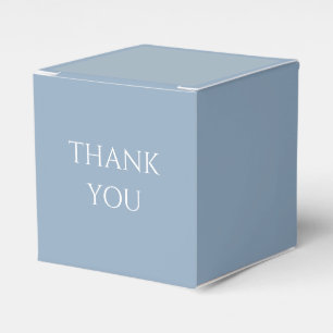 Dusty Blue & White Script Wedding Thank You Favour Box