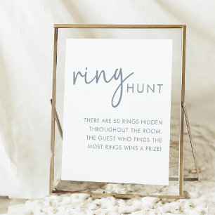 Dusty Blue & White Simple Bridal Shower Ring Hunt Poster