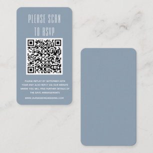 Dusty Blue & White Simple RSVP with QR code  Enclo Enclosure Card