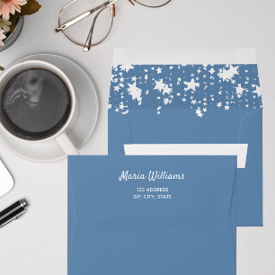 Dusty blue white stars envelope