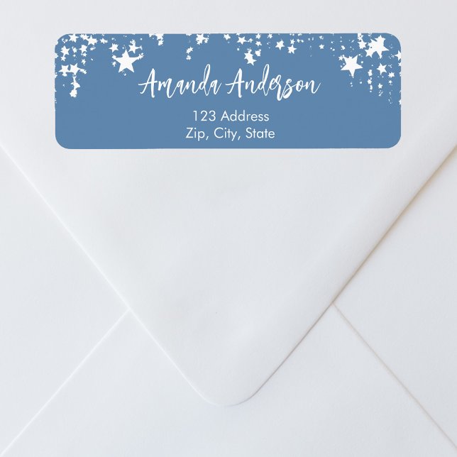 Dusty blue white stars return address (Creator Uploaded)