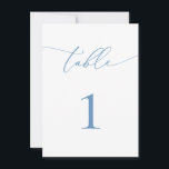 Dusty Blue & White Wedding/Event Table Number<br><div class="desc">(**PLEASE NOTE: To order,  simply adjust your table number and add each number to your cart separately. Then check out once you are finished.) Beautiful,  elegant,  modern and minimalist,  table number card. Fully customisable with your table numbers.</div>