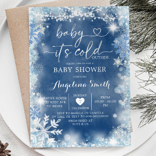 Dusty Blue & White Winter Baby Shower Invite11 Invitation