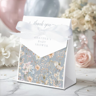 Dusty Blue Wildflower Baby Shower Favour Box