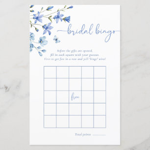 Dusty Blue Wildflower Bingo Bridal Shower Game
