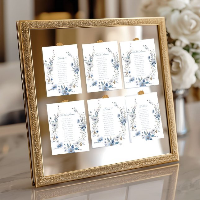 Dusty Blue Wildflower Bloom Wedding Table Number (Creator Uploaded)