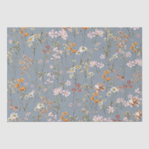 Dusty Blue Wildflower Boho Bloom Garden Boho Tissue Paper