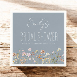 Dusty Blue Wildflower Boho Bridal Shower In Bloom Napkin