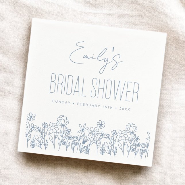Dusty Blue Wildflower Boho Bridal Shower Napkin (Creator Uploaded)