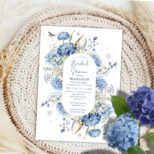 Dusty Blue Wildflower Boho Chic Bridal Shower Invitation