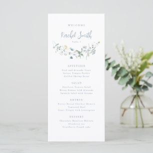 Dusty Blue Wildflower Boho Wedding Guest Name Menu