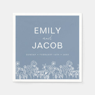 Dusty Blue Wildflower Boho Wedding In Bloom Napkin