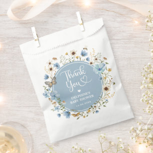 Dusty Blue Wildflower Boy Baby Shower Favour Bags