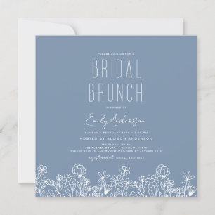 Dusty Blue Wildflower Bridal Brunch Bridal Shower Invitation