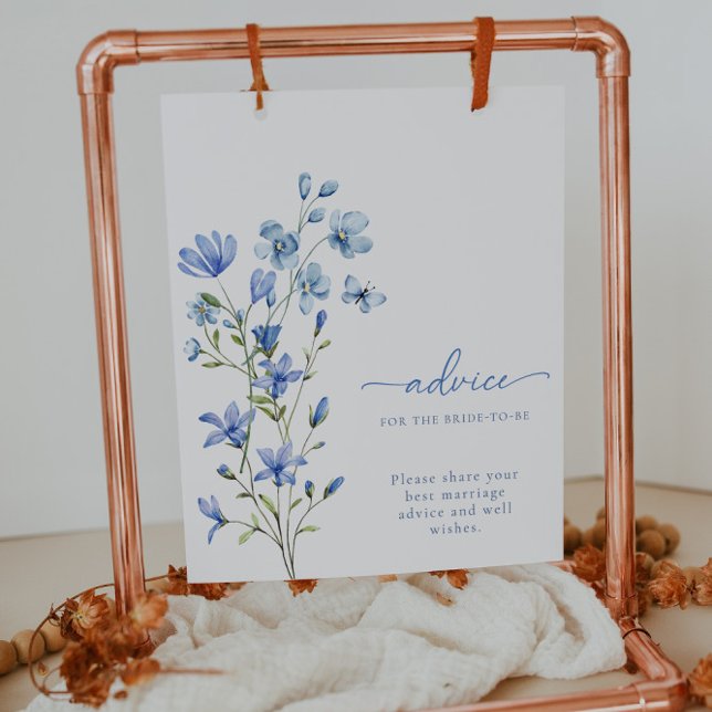 Dusty Blue Wildflower Bridal Shower Advice Sign (Creator Uploaded)