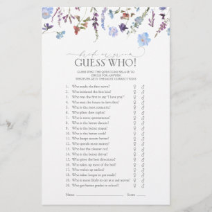 Dusty Blue Wildflower Bridal Shower Game