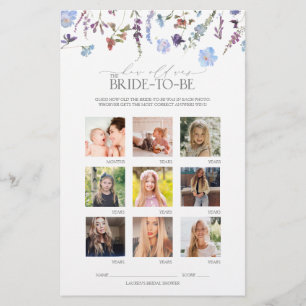 Dusty Blue Wildflower Bridal Shower Game