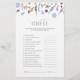 Dusty Blue Wildflower Bridal Shower Game