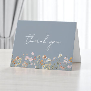 Dusty Blue Wildflower Bridal Shower Garden Thank You Card