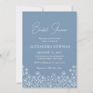 Dusty Blue Wildflower Bridal Shower Invitation