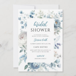 Dusty Blue Wildflower Bridal Shower Invitation