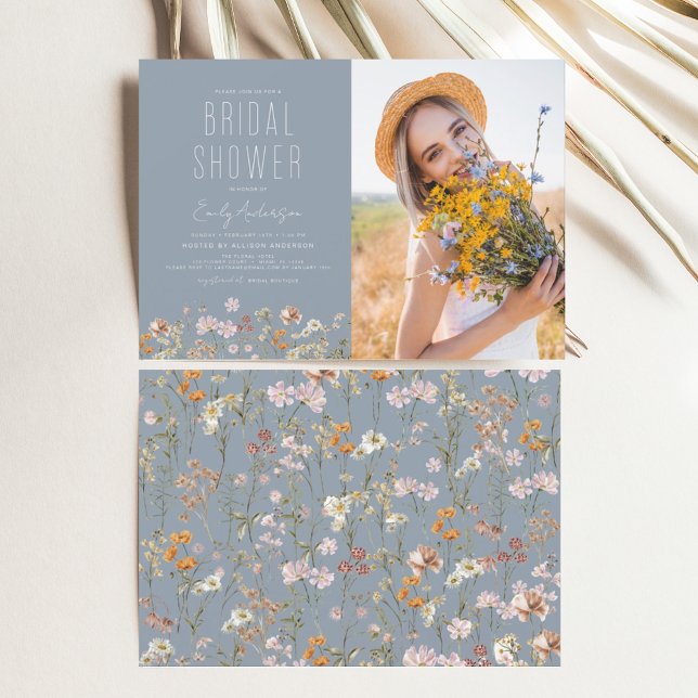 Dusty Blue Wildflower Bridal Shower Invitation (Creator Uploaded)