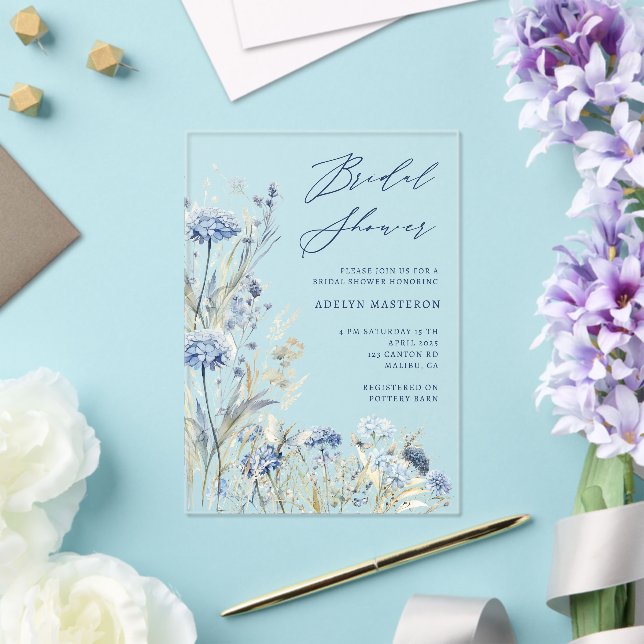 Dusty Blue Wildflower Bridal Shower Invitation (Insitu (Wedding))