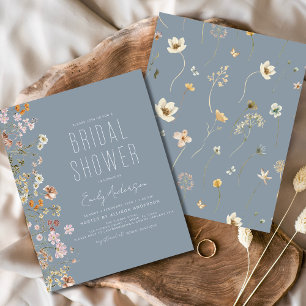 Dusty Blue Wildflower Bridal Shower Invitation Flyer