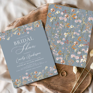 Dusty Blue Wildflower Bridal Shower Invitation Flyer