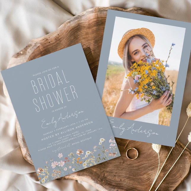 Dusty Blue Wildflower Bridal Shower Invitation Flyer (Creator Uploaded)