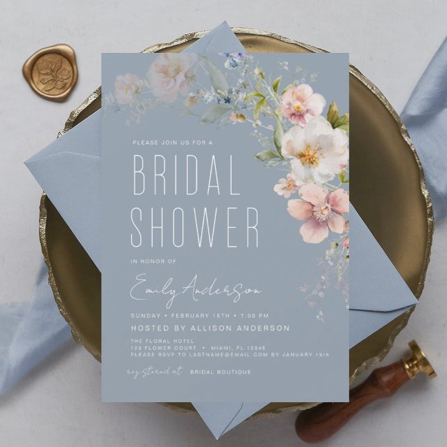 Dusty Blue Wildflower Bridal Shower Invitation Flyer (Creator Uploaded)
