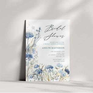 Dusty Blue Wildflower Bridal Shower Invite 
