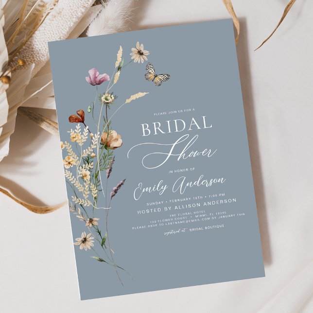 Dusty Blue Wildflower Bridal Shower Script Invitation (Creator Uploaded)
