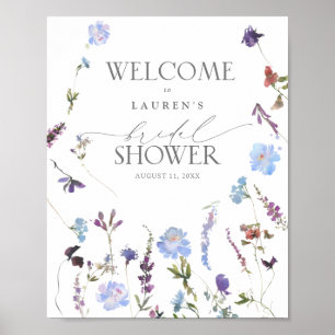Dusty Blue Wildflower Bridal Shower Welcome Poster