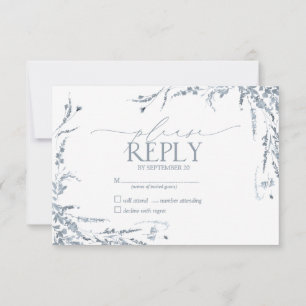 Dusty Blue Wildflower Calligraphy Wedding RSVP