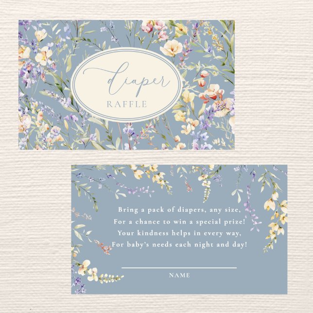 Dusty Blue Wildflower Diaper Raffle Enclosure Card (Creator Uploaded)