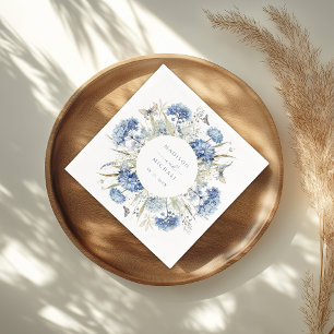 Dusty Blue Wildflower Floral Boho Wedding Napkin