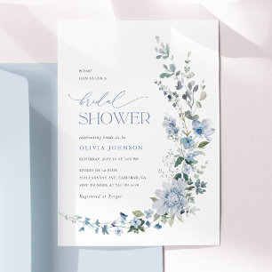 Dusty Blue Wildflower Floral Bridal Shower Invitation