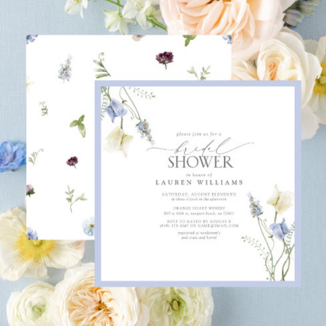 Dusty Blue Wildflower Floral Bridal Shower Invitation (Bridal Shower Invitation!)