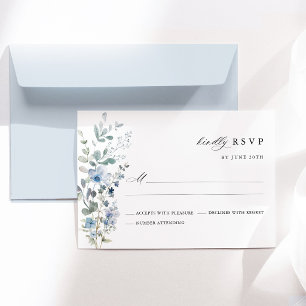 Dusty Blue Wildflower Floral Wedding RSVP Card